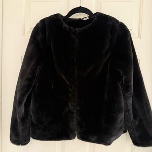 H&M Black Faux Fur short cropped Jacket